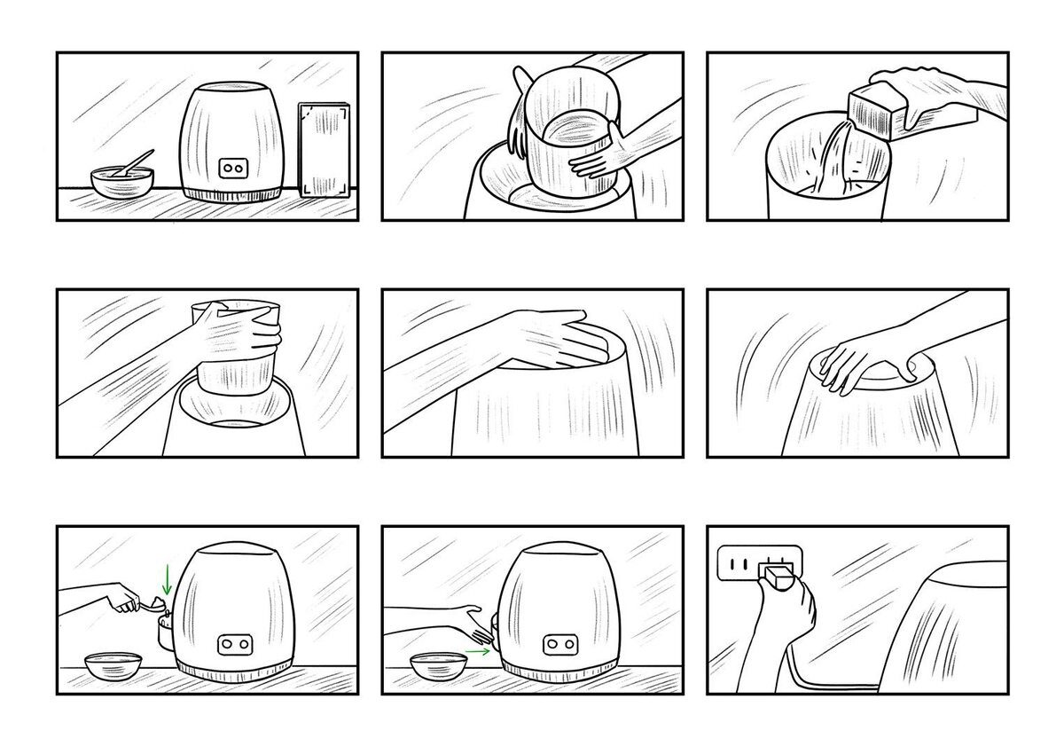 9-frame storyboard for Havells kitchen appliance